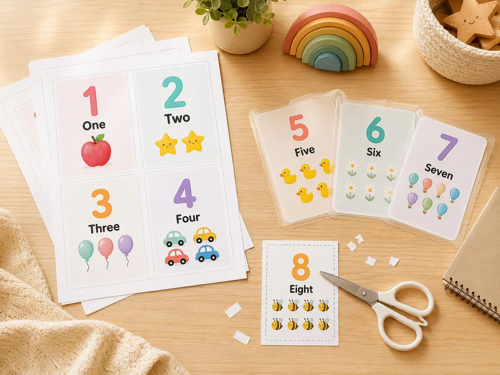 CuteLearner printable Numbers 1-20 Flash Cards Printable | Preschool Learning | Home Counting Activity | Toddler Math Flashcards | Kindergarten Printable | PDF — preview 2